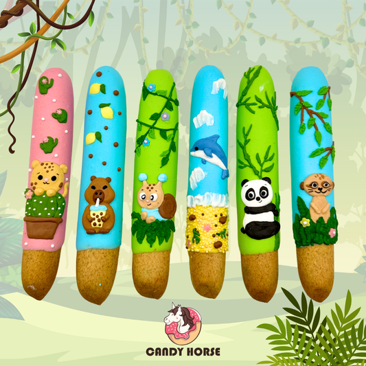 JUNGLE - Limited Edition Iced Sticks I 6 Royal-icing decorated horse treat sticks
