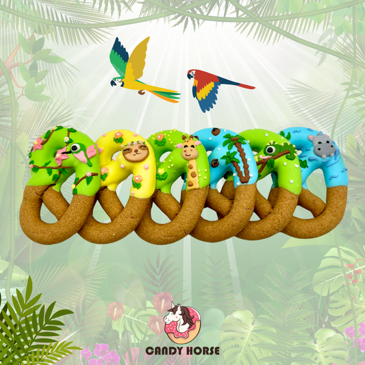 JUNGLE - Limited Edition Iced Pretzels I 6 Royal-icing decorated horse treat pretzels